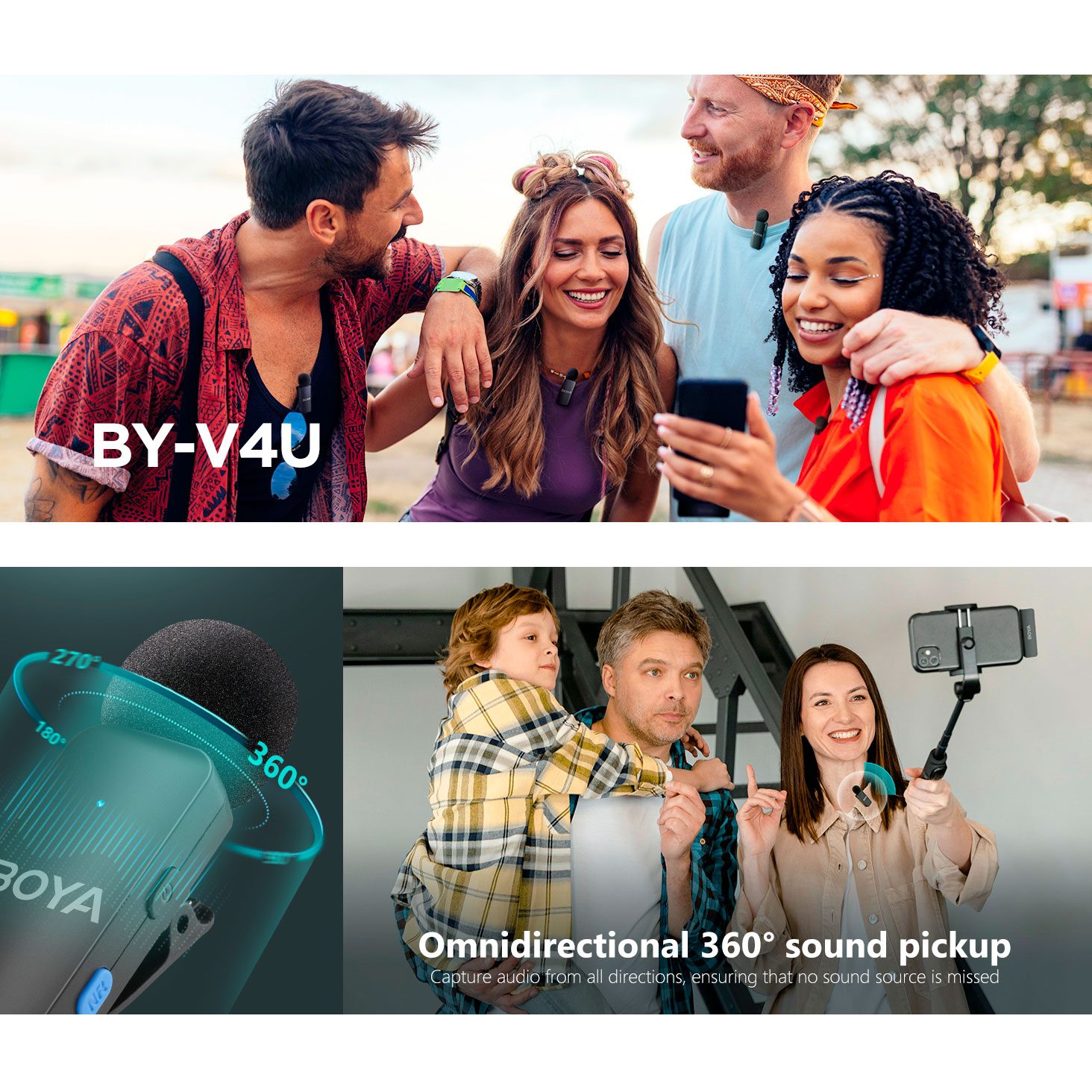 BOYA BY-V4U para 4 Personas - Micrófono Inalámbrico - USB-C - PRE-VENTA · imagen 5